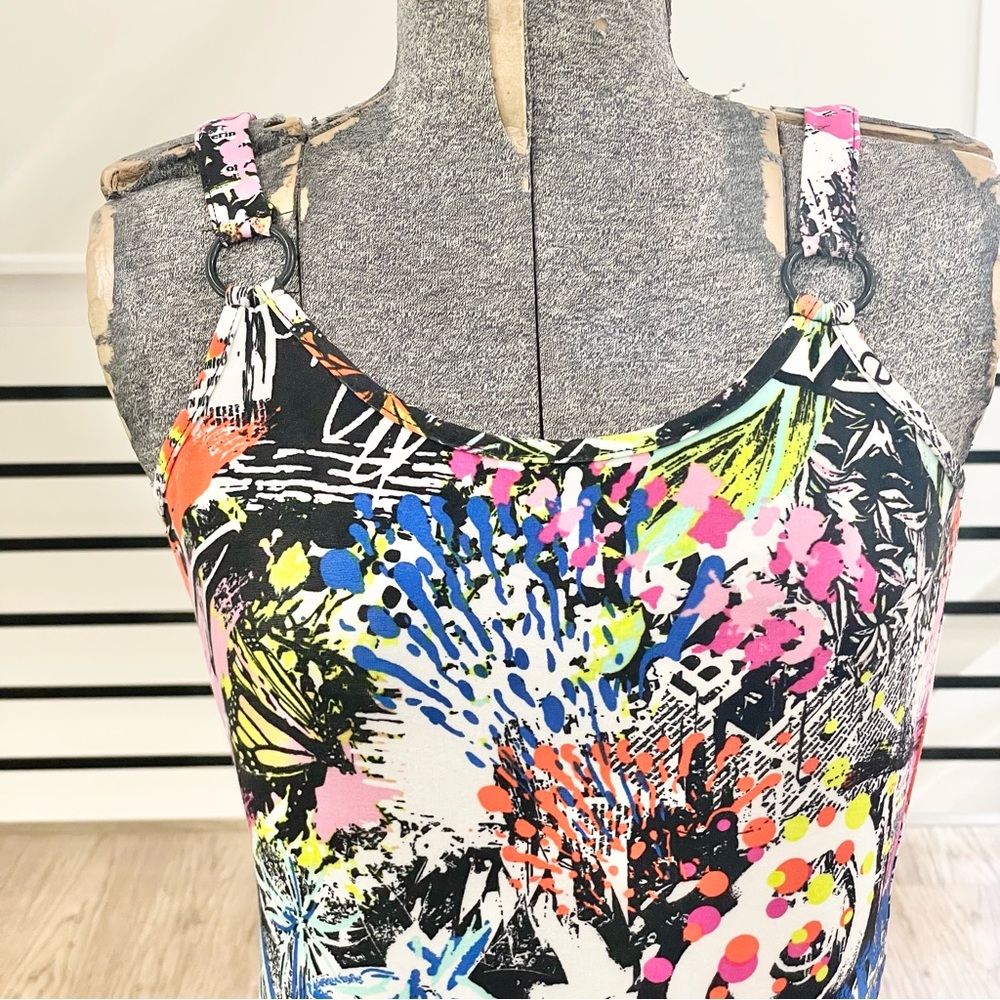 Add in item S M L colorful, graffiti bodycon stretchy dress - Picture 3 of 6